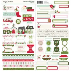Simple Stories 12x12 Cardstock Stickers Basics Kringle & Co.: zwei Bogen mit Rahmen, Etiketten, Wortstickern und Bordüren, 75 Sticker