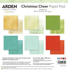 Verpackter 12x12-Papierblock mit sechs doppelseitigen Unifarben-Designs in Gelb, Grün, Türkis und Rot