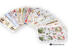60er Set 3D-Bögen fächerförmig angeordnet mit vielfältigen Dekomotiven und Blumenmuster