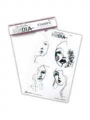 Dina Wakley Media Cling Stamps - Half Faces