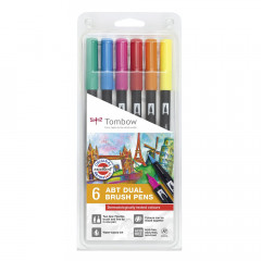 Tombow ABT Dual Brush Pen 6er Set - Dermatologically