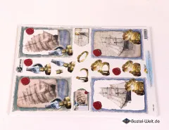 3D-Bogen mit Segelschiff-Motiv, Leuchttürmen und Seepferdchen sowie ausgestanzten 3D-Elementen