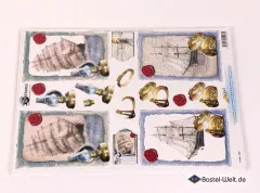 3D-Bogen mit Segelschiff-Motiv, Leuchttürmen und Seepferdchen sowie ausgestanzten 3D-Elementen