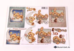 3D-Bogen mit Teddybären, Mond, Blüten und Babymotiven - Etappe-knipwerk Babythema