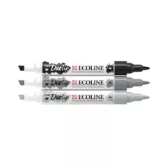 Ecoline Duotip Schwarz-Grau-Set