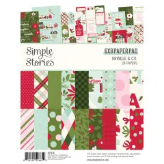 Simple Stories 6x8 Paper Pad Kringle & Co.: Verpackung mit Papierfächer und Musterübersicht, 24 doppelseitige Designerpapiere