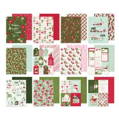Vorder- und Rückseiten-Ansicht aller 24 doppelseitigen Designerpapiere des 6x8 Paper Pads Kringle & Co.