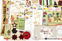 Weihnachtliches-Set - Sticker, Rub-Ons, Stempel, Ribbons