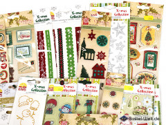 Weihnachtliches-Set - Sticker, Rub-Ons, Stempel, Ribbons