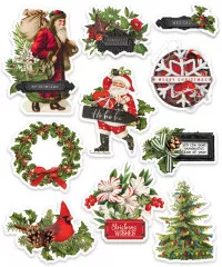 Simple Vintage Layered Sticker - Christmas Lodge