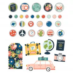 Simple Stories Decorative Brads - Pack Your Bags