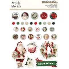 Simple Stories Decorative Brads - Simple Vintage - Old-Fashioned Christmas