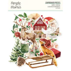 Chipboard Pieces - Simple Vintage Evergreen Memories