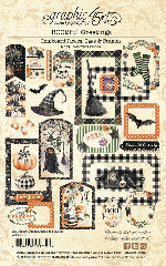 BOOtiful Greetings Chipboard Pieces 34 sortierte Anhänger und Rahmen mit Halloween-Motiven, Vichykaro-Mustern und dekorativen Elementen