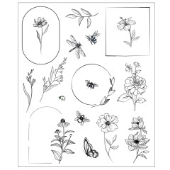 Sizzix - Clear Stamps by Willow Wolfe - Floral Frames and Mini Flowers