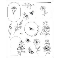 Sizzix - Clear Stamps by Willow Wolfe - Floral Frames and Mini Flowers