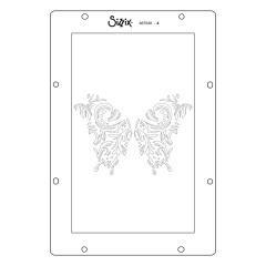 Schichtschablone mit verziertem Ornament-Muster für die Flügelinnenzeichnung eines Schmetterlings