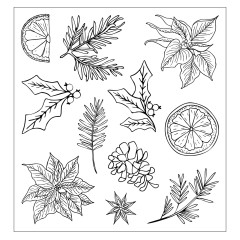 Sizzix - Clear Stamps - Poinsettia and Pine