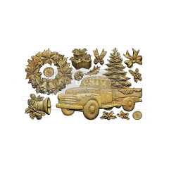 Prima Marketing Decor Moulds Country Christmas Delivery Silikonform mit Motiven wie Vintage-Truck und Weihnachtsbaum