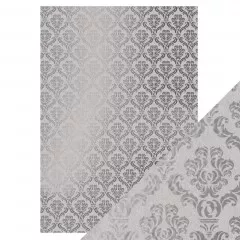 Tonic Foiled Kraft Card - Silver Damask