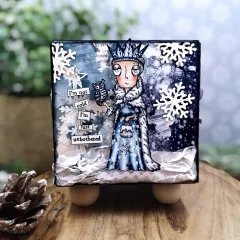 A6 Design Paper Nr. 35 - Weathered Wanderings - Snowfall & Stains