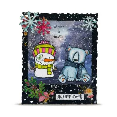 A6 Design Paper Nr. 35 - Weathered Wanderings - Snowfall & Stains