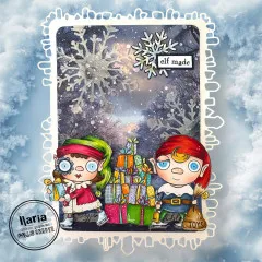 A6 Design Paper Nr. 35 - Weathered Wanderings - Snowfall & Stains