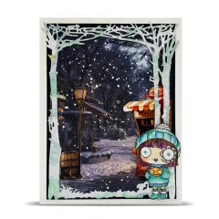 A6 Design Paper Nr. 35 - Weathered Wanderings - Snowfall & Stains