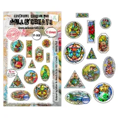 Clear Stamps Nr. 1490 - Postcards of Cheer - Merry Post by Autour De Mwa & Co