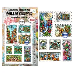 Clear Stamps Nr. 1491 - Postcards of Cheer - Postmarked Joy by Autour De Mwa & Co