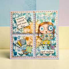 Handgefertigte quadratische Karte mit Stempelmotiven der Card Maker Clear Stamps
