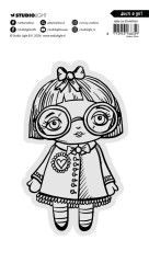 Just a Girl Clear Stamp Rückseite - transparentes Stempel-Motiv mit Mädchen-Illustration in Schwarz-Weiß