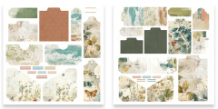 Übersicht aller 37 ausgestanzten Elemente des Amber Ledgers Ephemera Packs von Katie Pertiet.