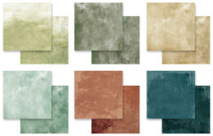 Sechs doppelseitige Vintage-Papierdesigns in Grün, Sepia und Blau aus dem Amber Ledgers Block