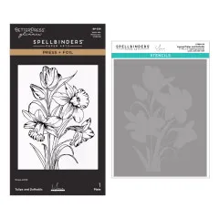 Yana's Tulips Press + Foil Plate and Stencil Bundle Tulips and Daffodils