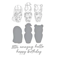 BetterPress Plate & Die Set - Spring in Kyoto - Kokeshi Dolls