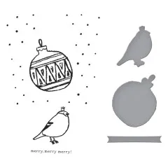 BetterPress - Registration Press Plate & Die Set - Starry Holiday - Merry, Merry, Merry Bird