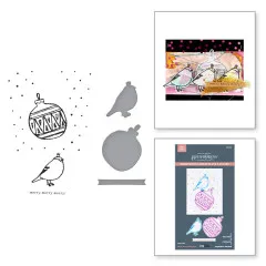 BetterPress - Registration Press Plate & Die Set - Starry Holiday - Merry, Merry, Merry Bird
