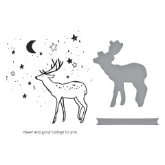 BetterPress - Registration Press Plate & Die Set - Starry Holiday - Cheer and Good Tidings Deer