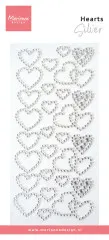 Decorative Pearls - Hearts - Rhinestones Silver