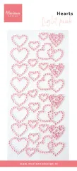 Decorative Pearls - Hearts - Rhinestones Light Pink