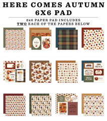 Übersichtsgrafik der 12 im Paper Pad enthaltenen Designs, darunter Blumen, Karo, Blätter und Journaling-Cards.