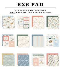Die 12 doppelseitigen Papier-Designs des Silly Goose Winter Blocks im Überblick mit Gänsen und Schneemotiven