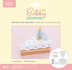 Stamp, Die and Stencil Set - Birthday Celebrations - Birthday Cake Treat Box