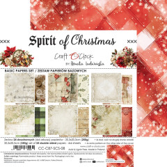 Spirit Of Christmas Papieret Übersicht mit rotem Karomuster im Hintergrund