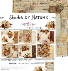 Craft O'Clock Shades Of Nature Paper Set 30x30cm Set-Verpackung mit Design-Vorschau und Briefmarken-Motiv