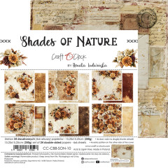 Shades Of Nature Paper Pad von Craft O'Clock mit Vintage-Hintergrund und floralem Design.