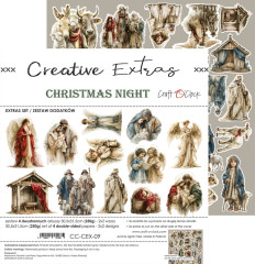 Craft O'Clock Christmas Night Creative Extras Set 09, Papierbögen mit Heiliger Familie und Engeln.