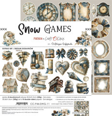 Snow Games Extras Set Festive Papierbogen mit Uhren und Verzierungen