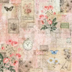 Distressed Florals - 12x12 Aged Paper Pad